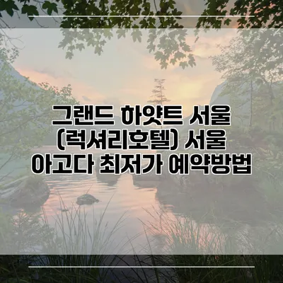 그랜드 하얏트 서울 (럭셔리호텔) 서울 아고다 최저가 예약방법
