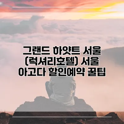 그랜드 하얏트 서울 (럭셔리호텔) 서울 아고다 할인예약 꿀팁