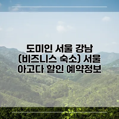 도미인 서울 강남 (비즈니스 숙소) 서울 아고다 할인 예약정보