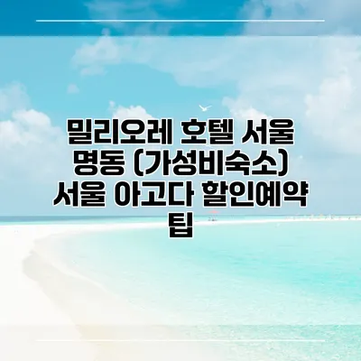 밀리오레 호텔 서울 명동 (가성비숙소) 서울 아고다 할인예약 팁