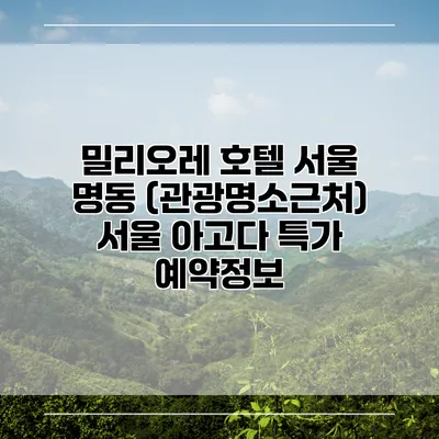 밀리오레 호텔 서울 명동 (관광명소근처) 서울 아고다 특가 예약정보