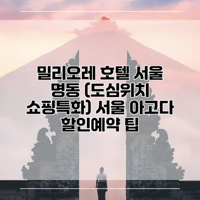 밀리오레 호텔 서울 명동 (도심위치 쇼핑특화) 서울 아고다 할인예약 팁