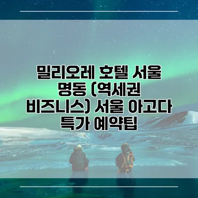 밀리오레 호텔 서울 명동 (역세권 비즈니스) 서울 아고다 특가 예약팁