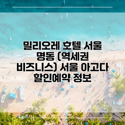 밀리오레 호텔 서울 명동 (역세권 비즈니스) 서울 아고다 할인예약 정보