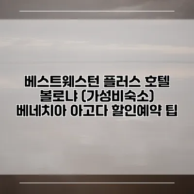 베스트웨스턴 플러스 호텔 볼로냐 (가성비숙소) 베네치아 아고다 할인예약 팁
