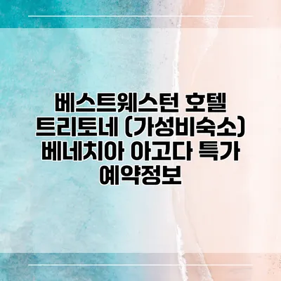 베스트웨스턴 호텔 트리토네 (가성비숙소) 베네치아 아고다 특가 예약정보