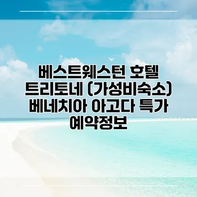 베스트웨스턴 호텔 트리토네 (가성비숙소) 베네치아 아고다 특가 예약정보