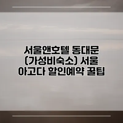 서울앤호텔 동대문 (가성비숙소) 서울 아고다 할인예약 꿀팁