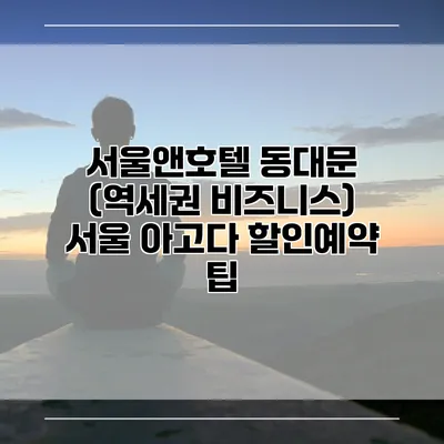 서울앤호텔 동대문 (역세권 비즈니스) 서울 아고다 할인예약 팁