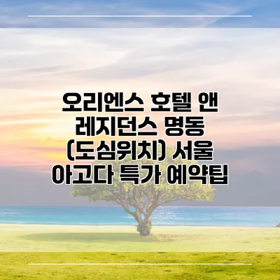오리엔스 호텔 앤 레지던스 명동 (도심위치) 서울 아고다 특가 예약팁