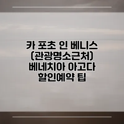 카 포초 인 베니스 (관광명소근처) 베네치아 아고다 할인예약 팁
