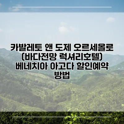 카발레토 앤 도제 오르세올로 (바다전망 럭셔리호텔) 베네치아 아고다 할인예약 방법