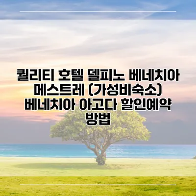 퀄리티 호텔 델피노 베네치아 메스트레 (가성비숙소) 베네치아 아고다 할인예약 방법