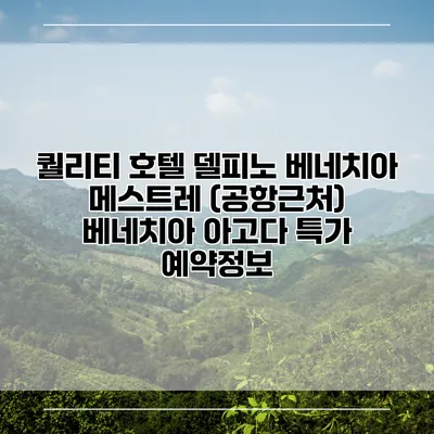 퀄리티 호텔 델피노 베네치아 메스트레 (공항근처) 베네치아 아고다 특가 예약정보