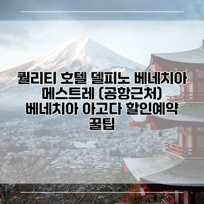 퀄리티 호텔 델피노 베네치아 메스트레 (공항근처) 베네치아 아고다 할인예약 꿀팁