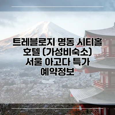 트레블로지 명동 시티홀 호텔 (가성비숙소) 서울 아고다 특가 예약정보