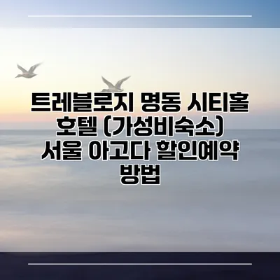 트레블로지 명동 시티홀 호텔 (가성비숙소) 서울 아고다 할인예약 방법