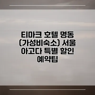 티마크 호텔 명동 (가성비숙소) 서울 아고다 특별 할인 예약팁