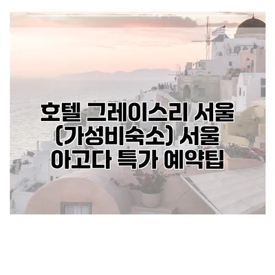 호텔 그레이스리 서울 (가성비숙소) 서울 아고다 특가 예약팁