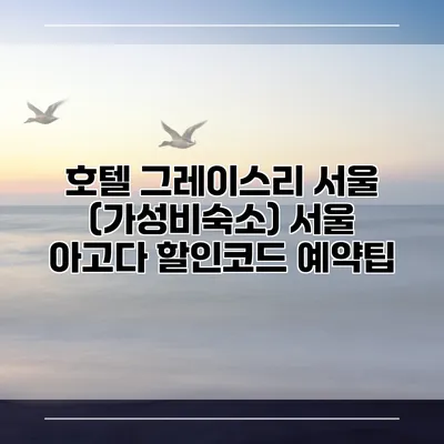 호텔 그레이스리 서울 (가성비숙소) 서울 아고다 할인코드 예약팁