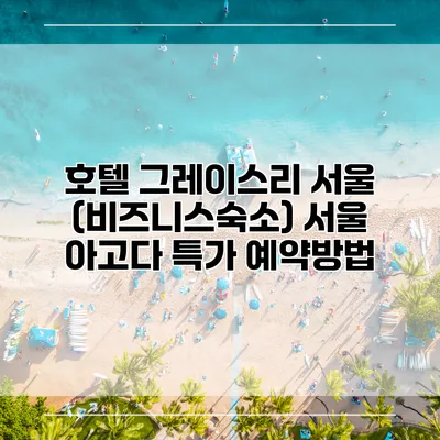 호텔 그레이스리 서울 (비즈니스숙소) 서울 아고다 특가 예약방법