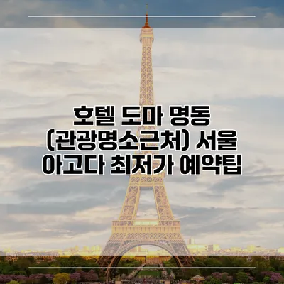 호텔 도마 명동 (관광명소근처) 서울 아고다 최저가 예약팁