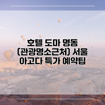 호텔 도마 명동 (관광명소근처) 서울 아고다 특가 예약팁