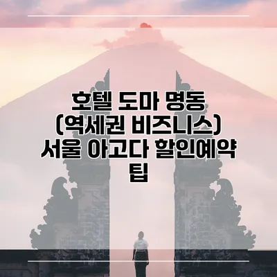 호텔 도마 명동 (역세권 비즈니스) 서울 아고다 할인예약 팁