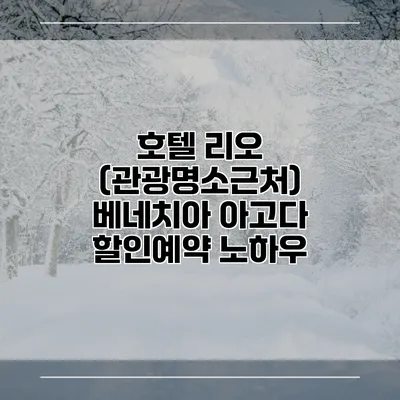 호텔 리오 (관광명소근처) 베네치아 아고다 할인예약 노하우
