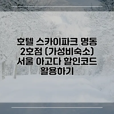 호텔 스카이파크 명동 2호점 (가성비숙소) 서울 아고다 할인코드 활용하기