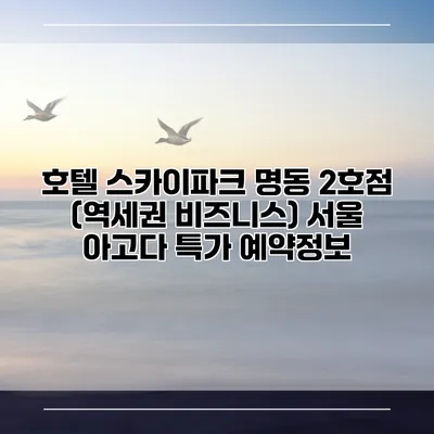 호텔 스카이파크 명동 2호점 (역세권 비즈니스) 서울 아고다 특가 예약정보