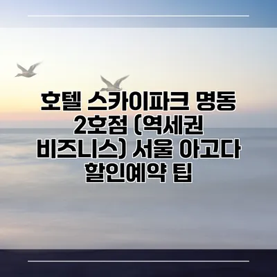 호텔 스카이파크 명동 2호점 (역세권 비즈니스) 서울 아고다 할인예약 팁