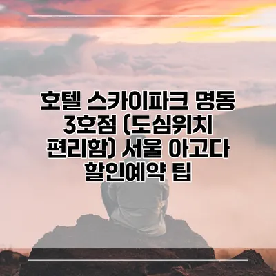 호텔 스카이파크 명동 3호점 (도심위치 편리함) 서울 아고다 할인예약 팁