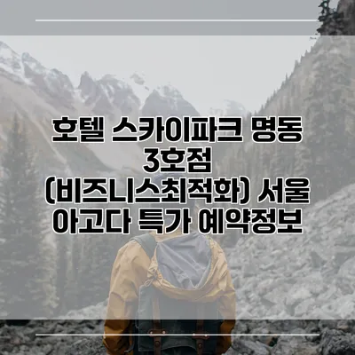 호텔 스카이파크 명동 3호점 (비즈니스최적화) 서울 아고다 특가 예약정보