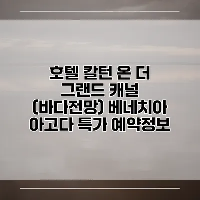 호텔 칼턴 온 더 그랜드 캐널 (바다전망) 베네치아 아고다 특가 예약정보