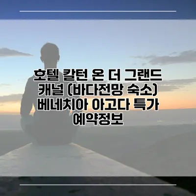 호텔 칼턴 온 더 그랜드 캐널 (바다전망 숙소) 베네치아 아고다 특가 예약정보