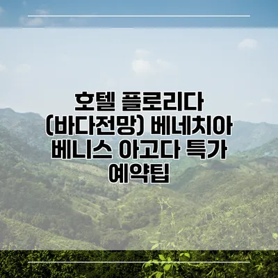 호텔 플로리다 (바다전망) 베네치아 베니스 아고다 특가 예약팁